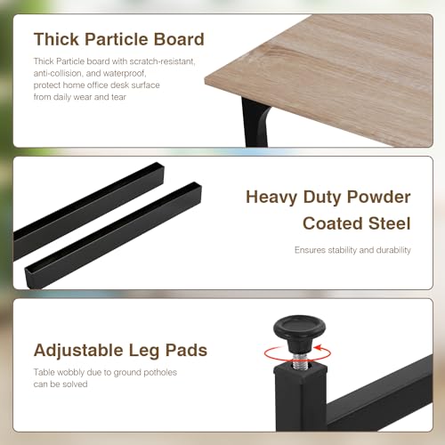 FDW 47 inches Computer Desk/Home Office Desk/Writing Study Table/Modern Simple Style PC Desk with Metal Frame,Nature - color: Nature, size: 47 Inches