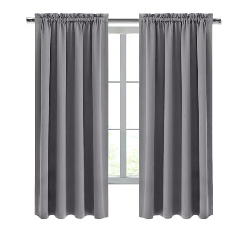 DWCN Blackout Curtains for Bedroom Living Room 38 x 63 Inch Long Grey | 2 Panels Set, Room Darkening, Thermal Insulated, Light Blocking, Rod Pocket Drapes, Noise Reducing Window Treatments - color: Grey, size: 38"W x 63"L (Pack of 2)