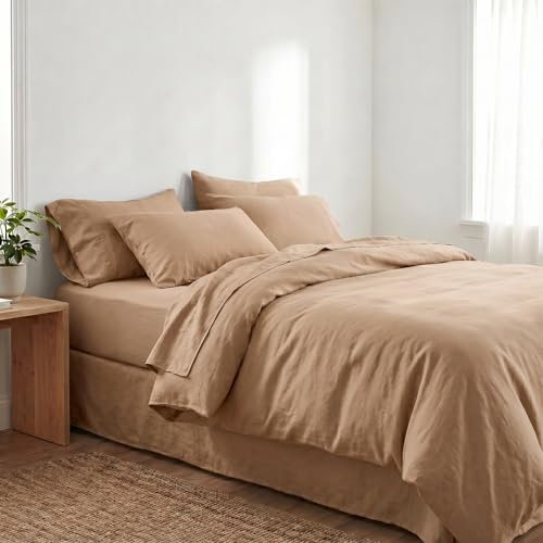 Peru Pima 415 Thread Count Percal Full/Queen Duvet Cover Set - 100% Peruvian Pima Cotton, 3 Piece (1 Cover, 2 Pillowcases) - Cooling, Crisp, Deep Pocket, Hotel Quality Bedding - Latte - color: Latte, size: Full/Queen