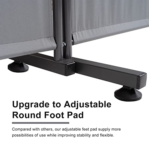 Room Divider 3 Panel Folding Privacy Screen, Round Pad Design Wall Divider | 71''Hx102''W, UV Protection Fabric, Wobble-free Metal Frame, Large 3 Panel Partition Room Dividers, Indoor Window Blackout - color: Grey