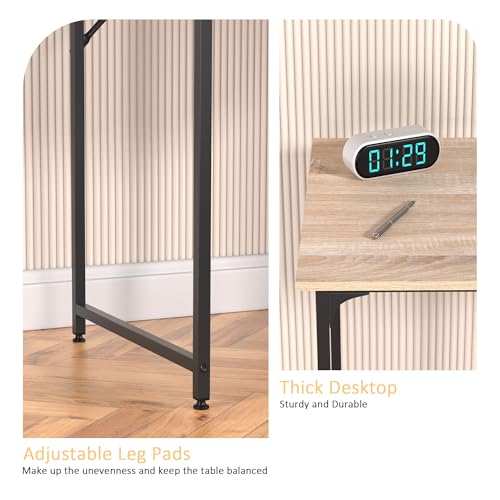 47 Inch Computer Desk with Wood Board and Metal Frame, Modern Simple Style Work Desk with Adjustable Feet, Study Gaming Desk Table for Home Office, Bedroom, Small Spaces - color: Nature