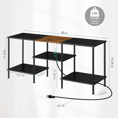 OYEAL Black Bedroom TV Stand with Power Outlets up to 50 inch TV, Small Entertainment Center Stand with Storage Modern Media TV Console Table for Living Room Bedroom - color: Black