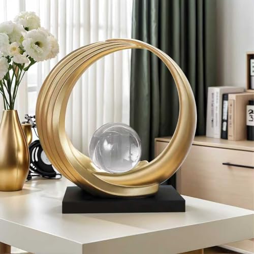 Dosker Modern Abstract Stripe Golden Shelf Decor Statues | Coffee Table Home Decor Sculpture,Desk Decoration for Living Room,Office (Golden)