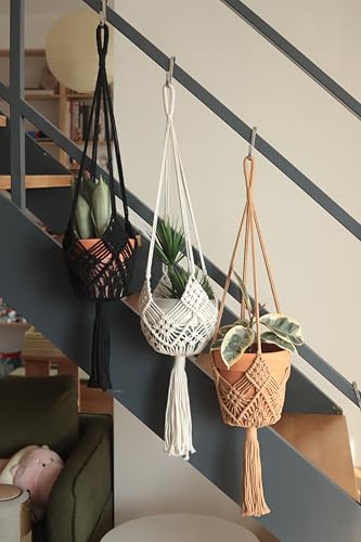 Hanging Planter with Patterns,4Packs Macrame Plant Hangers Indoor Macrame for up to 8 inch Pot Crochet Boho Plant Hanger Holder for Indoor Outdoor with 4S Shaped Stainless Steel Hooks (4colors) - color: 4colors