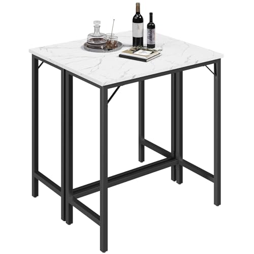 MAHANCRIS Narrow Bar Table, 63-Inch Pub Table for Dining Room, Counter Bar Tables with Sturdy Metal Frame, Connectable Bar Table, Multifunctional Console Table, Marble and Black BTHM1601 - color: Marble and Black