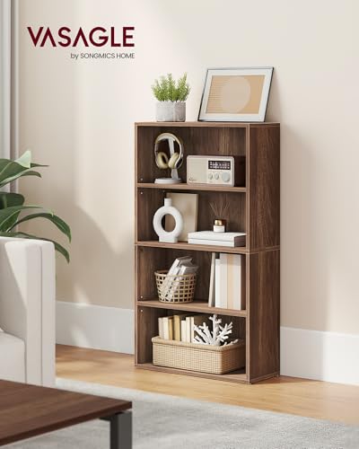 VASAGLE CUSTOS Collection - Bookshelf, 4-Tier Bookcase, Book Shelf, Open Storage Shelf, 9.4 x 23.6 x 42.4 Inches, for Living Room, Home Office, Dining Room, Natural Walnut ULBC164K01 - color: Natural Walnut, size: 4 Tiers (23.6"W), style: 1 Pack