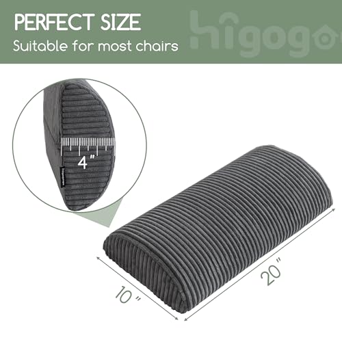 HIGOGOGO Lumbar Support Pillow for Recliner Chair/Accent Chair/Couch, Memory Foam Back Support Cushion for Elderly, Recliner Cushions for Back Rest, Pain Relief, Reading, Washable Cover, Dark Grey - color: Dark Grey, size: 20"x10"x4"