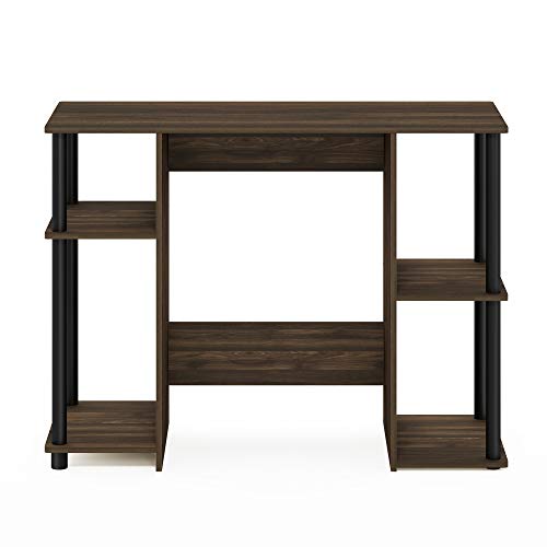Furinno Jaya Computer Study Desk, Columbia Walnut/Black | Side Shelves, Computer Study Desk, Office Desk, for Home Office, Bedroom, Dorm - color: Columbia Walnut/Black