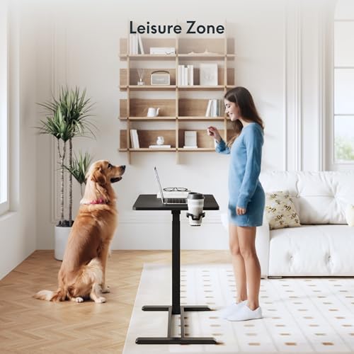 FLEXISPOT 32''Adjustable C Table Gas Spring Mobile Side End Table | Adjustable C table with Wheels, Bedside table for sofa and couch. Laptop Rolling Cart TV Tray, 31.5" W x 17.7" D,Black - color: Black, size: 32x18