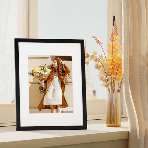 Vittanly 11x14 Picture Frames Set of 4, for Wall or Tabletop, Black | Display Pictures 8x10 with Mat or 11x14 without Mat, Engineered Wood with Shatter Resistant Plexiglass, Wall Gallery Frames - color: Black, size: 11x14