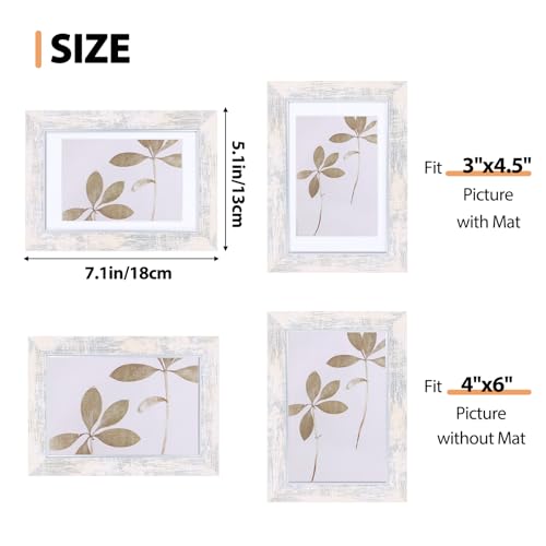 Fixwal 4x6 Picture Frame Set of 5 with Tempered Glass, Silver White | Premium PS Product, Farmhouse-Style, Durability And Longevity, Wall or Tabletop Decor - color: C-Distressed Silver White, size: 4x6