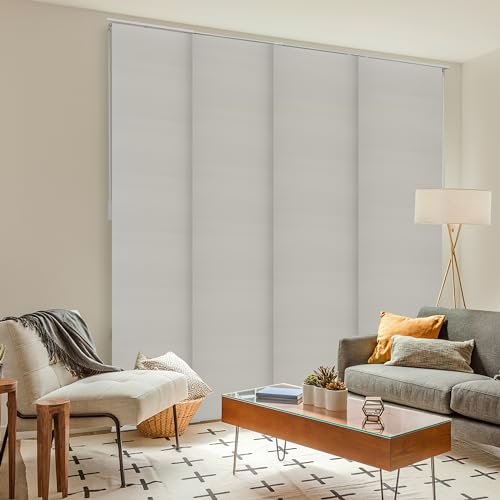 CHICOLOGY Panel Track Blinds, Jersey White, 86"x96", Cordless, Divider | 4 Fabric Panels, Fits 46–86″ Wide, Wall/Ceiling Mount, Room Divider Ready, Height Trimmable, Child & Pet Safe - color: Skyrise White