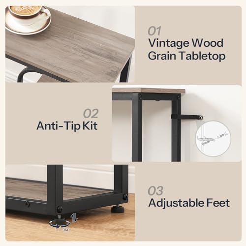 HOOBRO 29.5" Console Table, 5-Tier Narrow Entryway Table, Behind Couch Table with Storage Shelves, Sofa Table for Hallway, Living Rooms, Entryway, Greige and Black BG69XG01 - color: Greige + Black