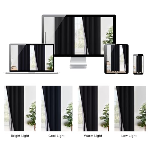 XWZO Black Blackout Curtains 2 Panels with Tiebacks- Heat and Full Light Blocking Window Panels with Grommets for Bedroom/Basement, 54 Inches Long Thermal Insulated Draperies, W38 x L54, Set of 2 - color: Black, size: 38"W x 54"L (Pack of 2)