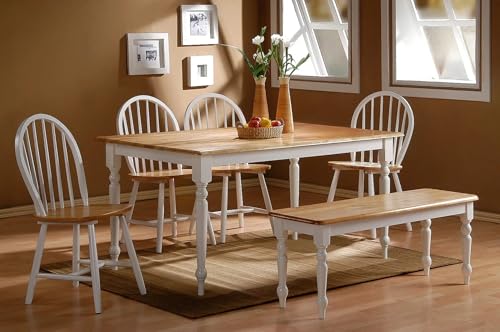 Boraam Farmhouse Table, White/Natural - color: Cream/Natural, size: 36 in. W x 60 in. D x 30 in. H