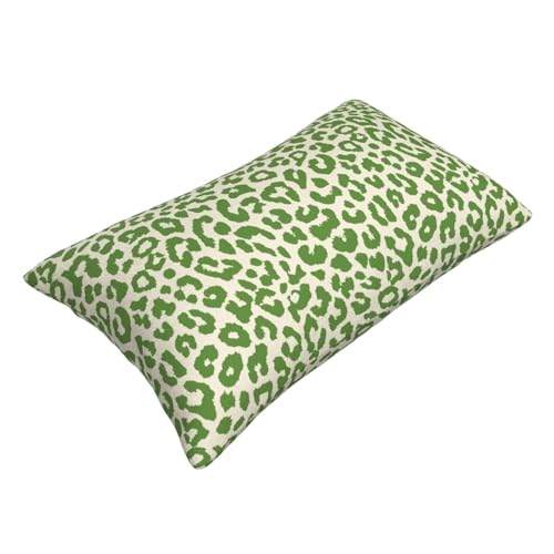 Lime Green Leopard Print Throw Pillow Covers Cheetah Animal Pattern Lumbar Pillow Cover 12x20 Inch Set of 2 Animal Leopard Green Spots Pillowcase Rectangle Cushion Cases for Bed Sofa - color: Green Beige, size: 20" x 12" (Pack of 2)