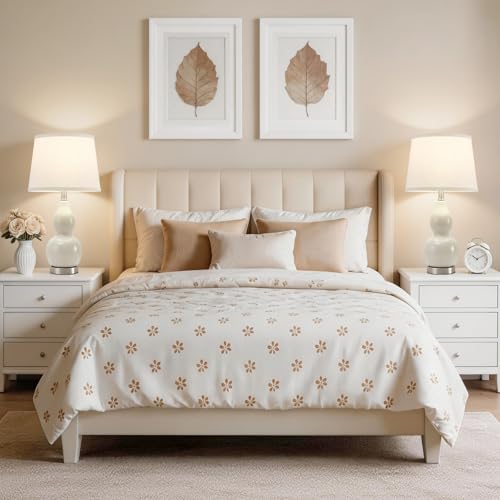 22" Table Lamp Set of 2, Color Temperature Adjustable Double Gourd Ceramic Lamps Classic Nightstand Table Lamps for Bedroom Beside Lamps for Living Room, Cream-Bulbs Included - color: 22.63" Cream Gourd