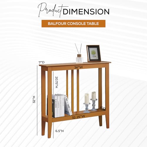 Kings Brand Narrow Console Table w/Storage Shelf for Entryway, Honey Ginger | Slim Sofa Table for Hallway, Foyer or Living Room w/ Open Shelf for Décor, Books & Everyday Essentials - color: Honey Ginger
