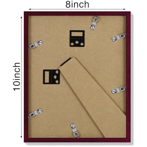 Vittanly 8x10 Picture Frames Set of 4, for Wall or Tabletop, Cherry Red | Display Pictures 5x7 with Mat or 8x10 without Mat, Engineered Wood with Shatter Resistant Plexiglass, Wall Gallery Frames - color: Cherry Red, size: 8x10