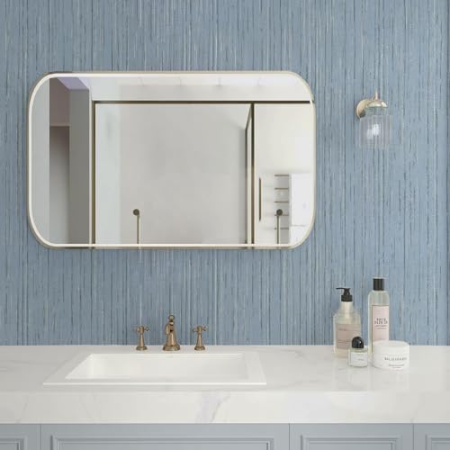 Toduso Light Blue Grasscloth Peel and Stick Wallpaper Modern Texture Contact Paper Bathroom Self Adhesive Wallpaper Removable Waterproof Wall Paper for Bedroom Cabinets Drawers Desk 17.3"x196.8" - color: Light Blue, size: 17.3" x 196.8"