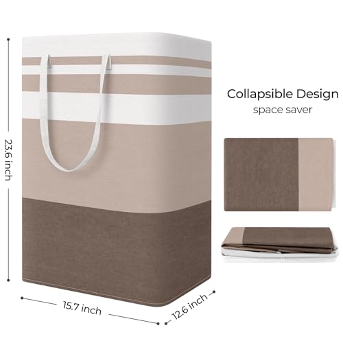 StorageRight Laundry Basket Hamper, 75L Collapsible Clothes Storage, Khaki | Freestanding Clothes Hampers, Foldable design, with Easy Carry Handles, For Laundry, Bedroom, Dorm, Clothing, Towels, Toys - color: Khaki, size: 75L