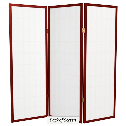 4 ft. Short Window Pane Shoji Screen - Rosewood - 3 Panels - color: Rosewood, size: 3 Panels