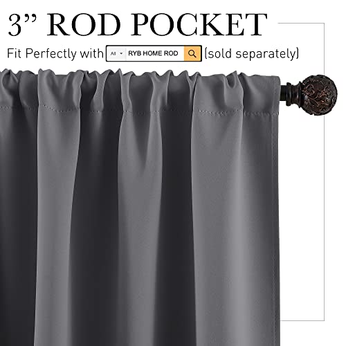 RYB HOME Grey Blackout Curtains for Kitchen Bedroom Bathroom Basement RV | Thermal Insulated, Noise Reducing, Energy Efficiency, Heat Blocking, Small Window Decor for Campers, W42 x L45, 2 Panels - color: Grey, size: 42"W x 45"L (Pack of 2)