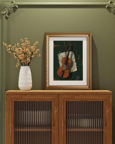 ARPEOTCY Gold Framed Music Wall Art, Music Room Bedroom The Old Violin Pictures Wall Decor, Farmhouse Retro Decor, Canvas Prints, Antique Picture Frame Vintage Classical Paintings,13x16 Inch - color: The Old Violin, size: 16"L x 13"W