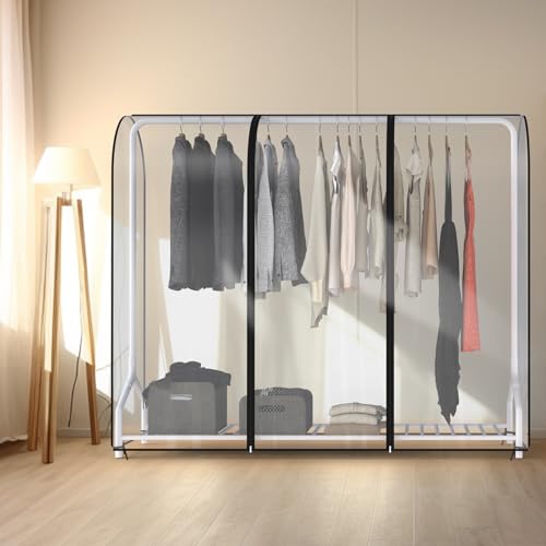 Zilink Clear Garment Rack Cover Transparent Clothes Rack Cover 72 in | Waterproof, Dustproof, Breathable, 2 Durable Zippers, Clear Clothing Rack Cover for Garment Rack (Rack Not Included) - size: 72"L x 20"W x 60"H - Clear