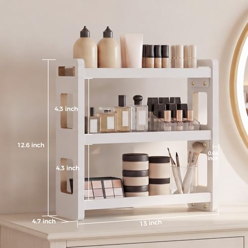 Bathroom Counter Organizer, Vanity Organizer, Perfume Organizer | Bathroom Organizers and Storage, Bathroom Sink Shelf, Countertop Organizer, Makeup Organizer, Cologne Stand - color: White 3 Tier