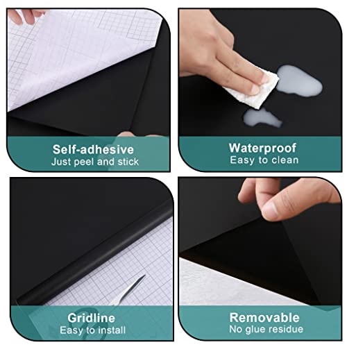 Arthome 35.4''x120'' Black Contact Paper, Self Adhesive Wallpaper Waterproof Gloss PVC Vinyl, Oil Proof,Wallpaper, Black Vinyl Paper for Walls,Furniture Cover Surface,Countertop,Kitchen,Shelf Liner - color: Black Matte, size: 35.4" x 120"