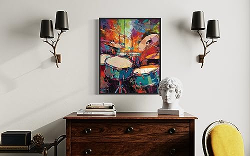 Drums Art Print Poster, Wall Art Painting Decor. Paint Splash Style Artwork. (Drums, 11x14 inches (Unframed)) - color: Drums, size: 14"L x 11"W