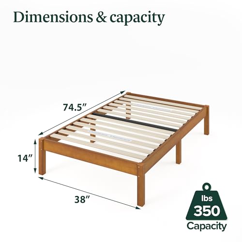 Zinus 14 Inch Ellie Bamboo Platform Bed Frame, No Box Spring Needed, Twin | Wood Slat Support, Easy Assembly, Minimalist Design, Durable Construction, Ample Underbed Storage, Brown - color: Brown, size: Twin, style: Sustainable Bamboo