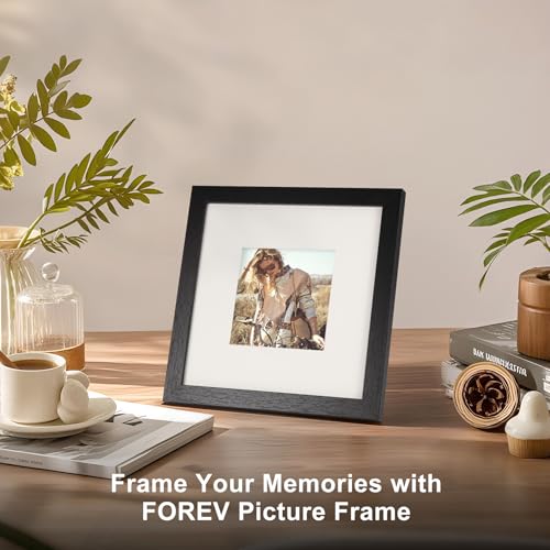 TOFOREVO 8x8 Picture Frames with 4x4 Mat Set of 6, Black | Wood Grain Design, Wall Mounting or Tabletop Display, for Christmas Mother's Day Father's Day birthday - color: Black Wood Grain, size: 8x8