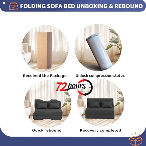 Fvkind Foldable Mattress Chair, Convertible Design, Standard Size, Gray | High-Density Foam - Floor Mattress Function - Living Room & Bedroom - Adults & Family Use - Reading & Lounging - color: Dark Grey, size: Standard