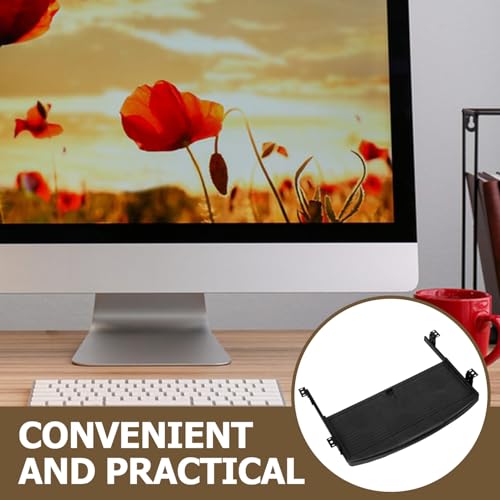 Cabilock Under Desk Keyboard Tray Mount System with Slide-Out Drawer for Office Desk Space-Saving Abs Keyboard Holder with Sturdy Wear-Resistant Material Compact Organizer for Computer