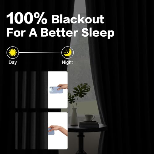Extra Wide Blackout Linen Curtains for Sliding Door Pinch Pleated Curtains 84 Inches Long with Hooks Insulated Room Darkening Drapes for Living Room Bedroom 100”Wx84”L Black 1 Panel - color: Black, size: 100"W x 84"L (Pack of 1)