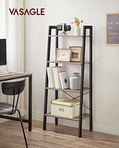 VASAGLE BARNET Collection - Ladder Shelf, Bookshelf, Storage Rack, Modern Bookcase for Living Room Home Office Kitchen, Steel Frame, 4-Tier, 22-Inch Wide, Heather Greige and Ink Black ULLS44MB - color: Heather Greige + Ink Black, size: 4 Tiers (22"W), sty