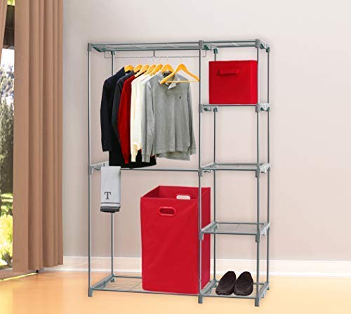 Simple Houseware Foldable Closet Laundry Hamper Basket, Red - color: Red