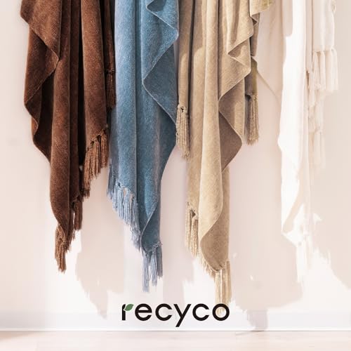 RECYCO Chenille Throw Blanket for Couch, 50"x60", Brown | Super Soft Knit Throw Blanket with Fringe Tassels, Lightweight Knitted Throw, Cozy, Ideal for Sofa Chair Bed Living Room Gift - color: Brown, size: 50'' X 60''