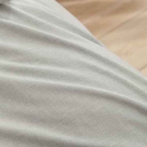 BESTOUCH Cotton Solid Duvet Cover Set Linen Feel Light Grey Alaska King | 100% Washed Cotton, Soft Wrinkle Texture, Hidden Zipper, 8 Ties, Breathable Lightweight Durable Comfy, 3 Pcs No Insert - color: Light Grey (No Comforter), size: Alaska King (132" X