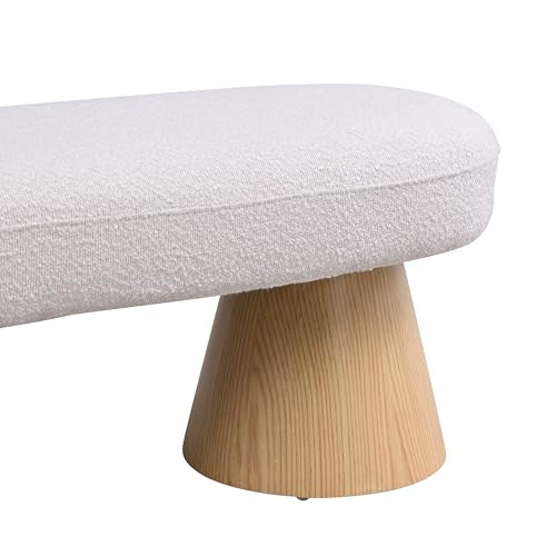 Christopher Knight Home Manila 49" Oval Dining Bench, Boucle Ottoman Bench, Large Dining Chair, Comfort Kitchen Seating, Comfort Long Footstool for Living Room Dining Room, No Assembly Needed, Beige - color: Beige/49"