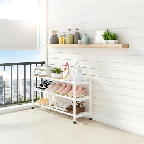 KANAV 3-Tier Expandable Shoe Rack, Heavy Duty Adjustable Metal Shoe Organizer for Closet & Entryway, Freestanding, Tool-Free Assembly, White - color: White, size: 3-Tiers