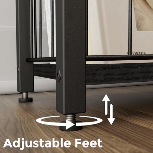 Homleke Narrow Side Table with Magazine Holder, Skinny End Table | Space-Saving Design, Small Spaces, Storage Shelf, Metal Frame, Easy Assembly, 7.1" D x 16.9" W x 23.6" H, Black - color: Black - Standard