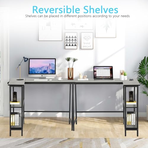 43 Inch L-Shaped Computer Desk, L Shaped Desk with Reversible Storage Shelves, Small Office Desk with Durable Metal Frame, Computer Desk L Shaped, Small L Shaped Desk for Bedroom Living Room, Black - size: 43 Inch