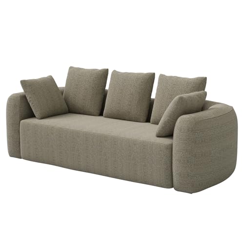 Curved Modern Couch Sofa,Boneless Couch,Modern 3 Seater Cloud Couch,Deep Seat - color: Light Brown, size: 101''