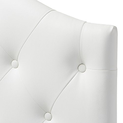Baxton Studio Myra Modern and Contemporary White Faux Leather Upholstered Button-Tufted Scalloped Twin Size Headboard - color: White, size: Twin