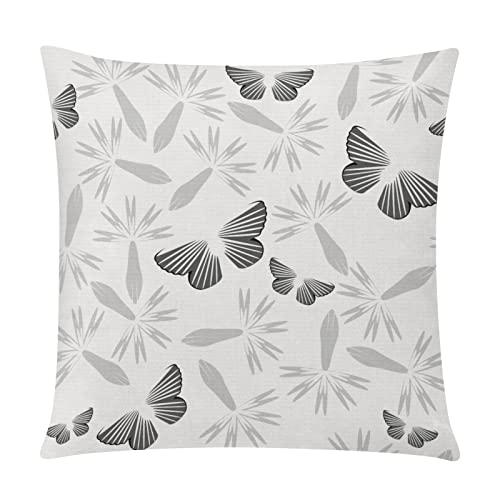 COMMINY Grey Pillow Covers 18x18 Set of 6 Decorative Daisy Flower Throw Pillow Cover for Couch Modern Cushion Cover for Patio Living Room Cushion Bed Farmhouse Home Decor | Flower Bloom, Farmhouse Cushion Cover, Breathable Linen, Standard Throw Pillow Siz