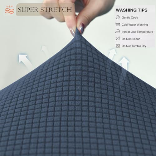 Ottoman Cover Square Storage Ottoman Slipcover Jacquard Stretch Footrest Stool Covers with Elastic Band Cube Storage Stool Ottoman Covers Footstool Sliocovers Protection Navy - color: Navy