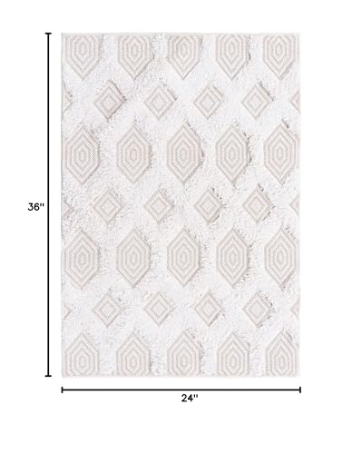 Rugs.com - Sabrina Soto Casa Rug – 2' 3 x 3' Beige Textured Cotton Rug – Modern Geometric Design for Entryways, Bedrooms, and Offices - color: Beige, size: 2' x 3' (Rectangular)
